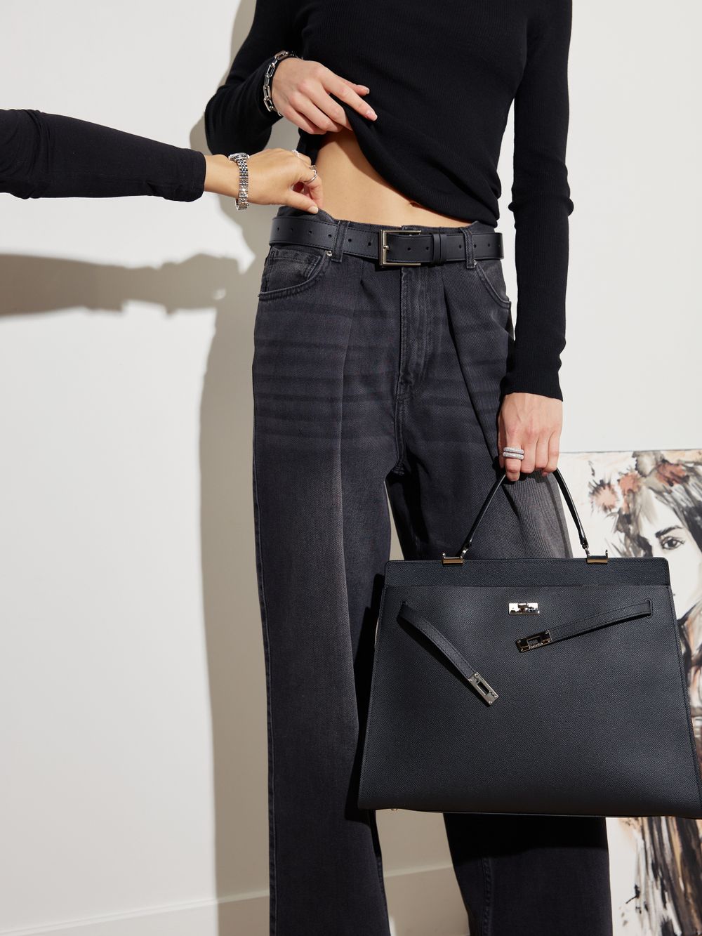 PERFECT JEANS С ЗАЩИПАМИ GRAPHITE