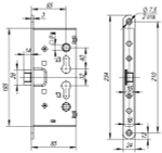Замок для противопожарных дверей AP.C-65.72-0433 (ANTI-PANIC FL-0433) с раздельным квадратом