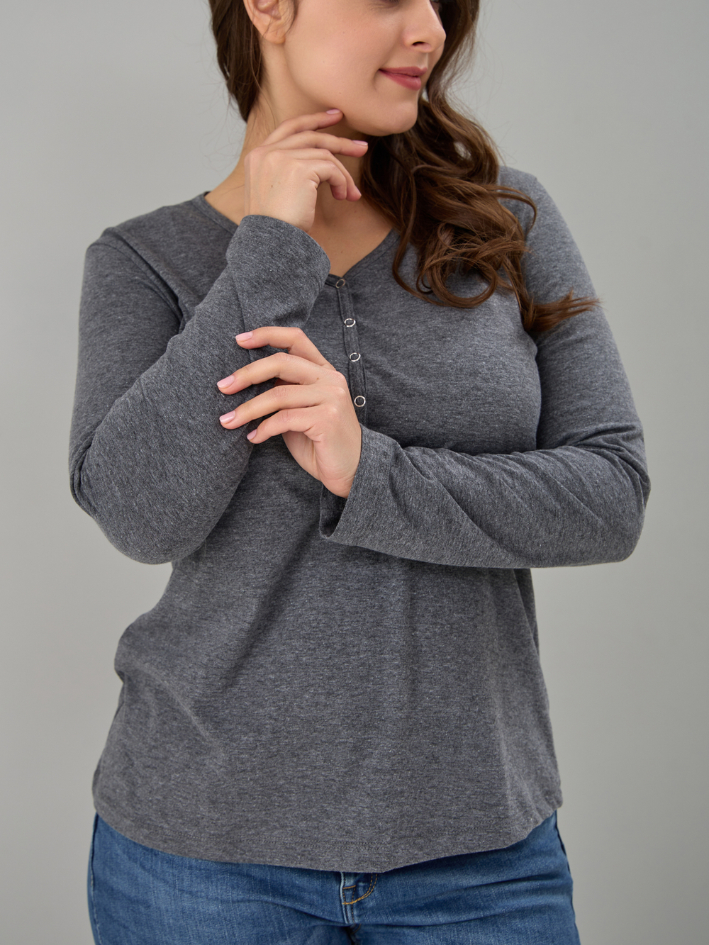 Лонгслив Л-004/темносерый-меланж