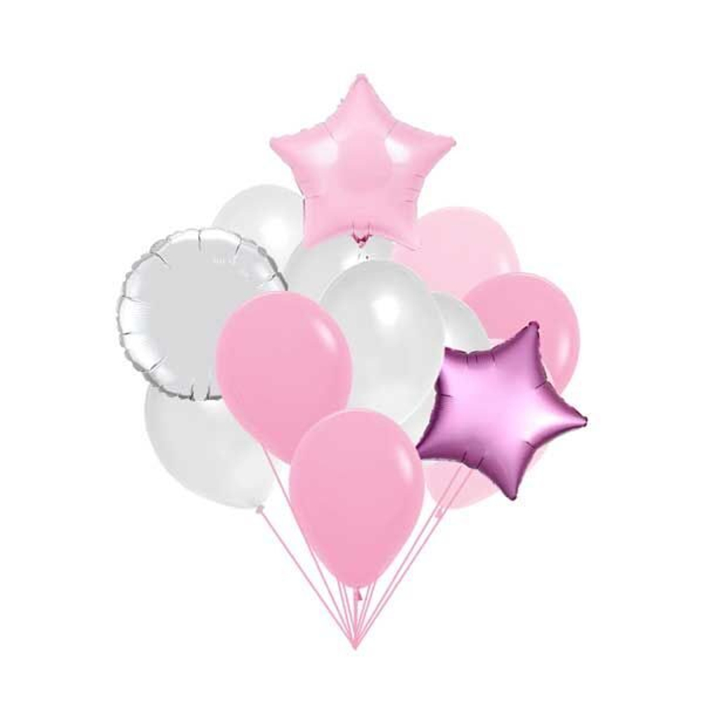 Фонтан шаров с розовыми звездами "Для девочек"