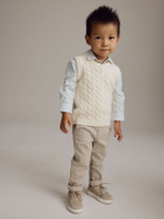 Рубашка и жилет вязаный в комплекте для мальчика Next K92-283, Молочный, Голубой