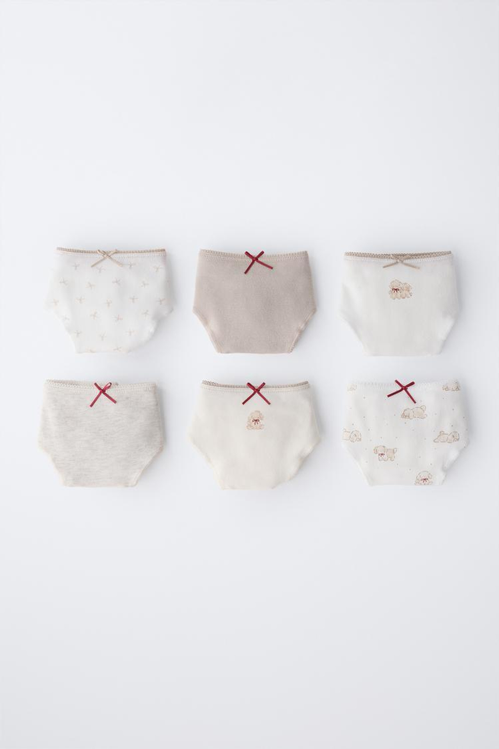 ZARA НАБОР ИЗ ШЕСТИ ТРУСОВ С ПРИНТОМ СОБАЧЕК, РЫЖЕВАТО-КОРИЧНЕВЫЙ