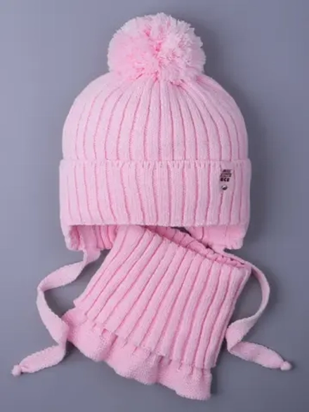 Шапка для девочки осенняя и снуд вязаные