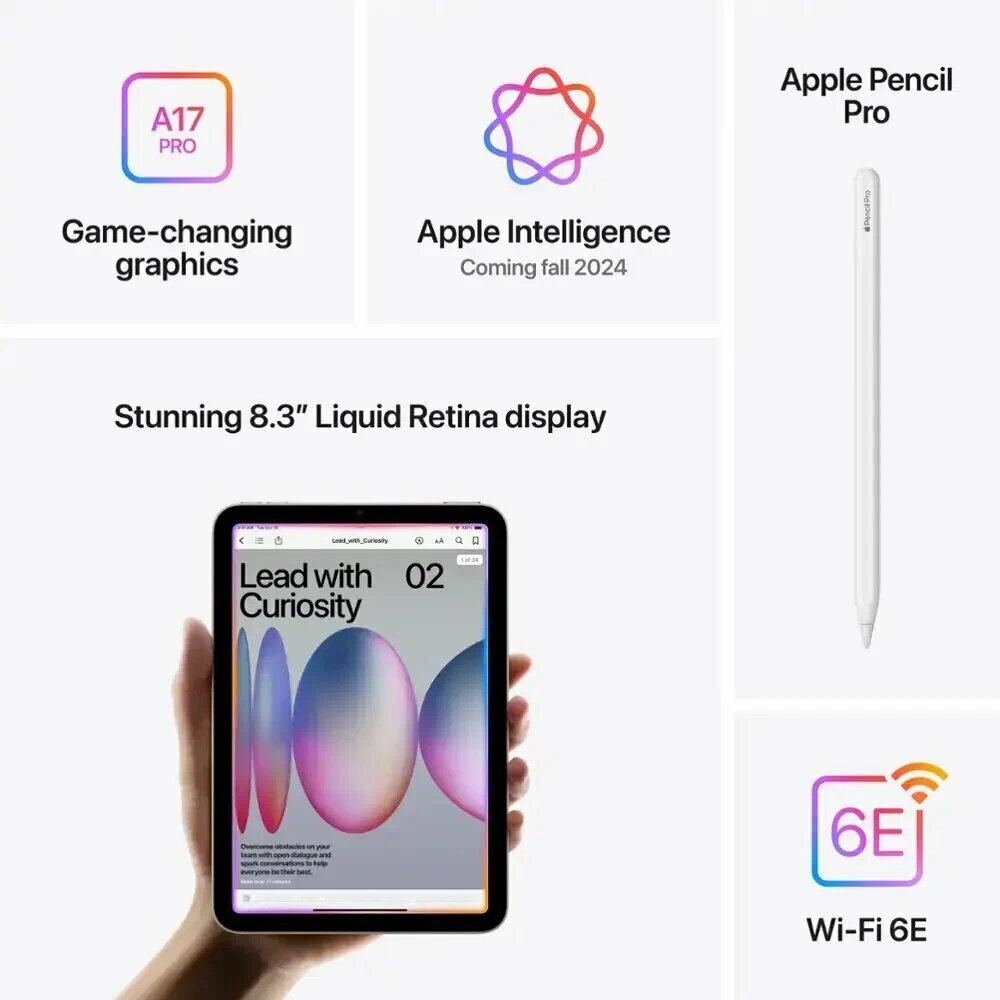 Планшет Apple iPad Mini 7 (2024) 8/128Gb WiFi Space Gray, темно-серый