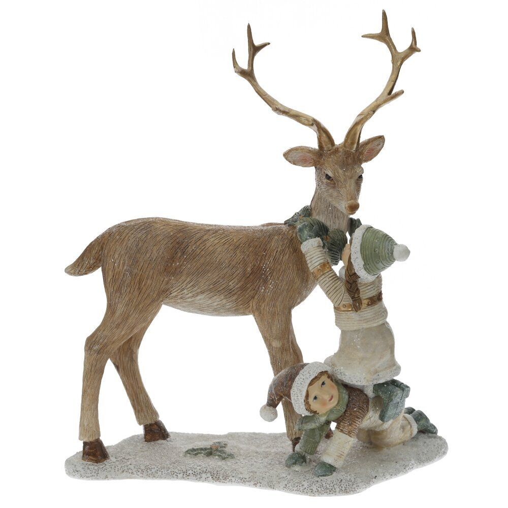 GAEM Фигурка декоративная "Олень и дети", L20 W9 H23 см