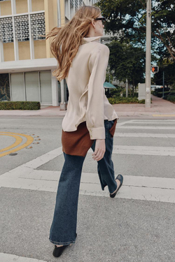 ZARA АТЛАСНАЯ РУБАШКА С АСИММЕТРИЧНЫМ НИЗОМ, КАВА