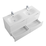 Тумба с раковиной подвесная BelBagno MARINO-CER-N-1200-4C-SO-BL-P Bianco Lucido, раковина белая BB-8099-120-2 с 2-я чашами