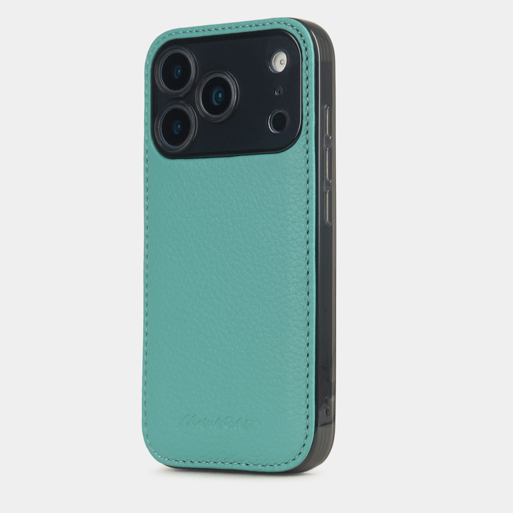 Чехол-накладка кожаная для iPhone 17 Pro Max, теленок цвета тиффани