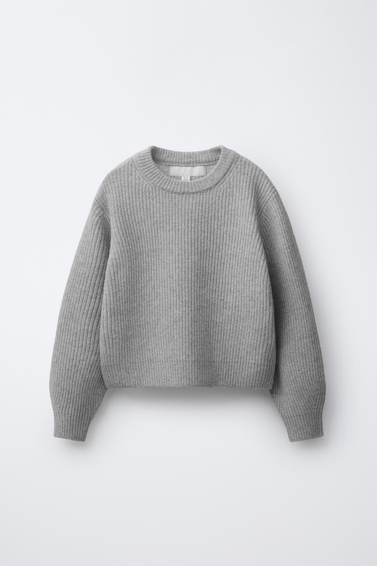 ZARA СВИТЕР В РУБЧИК, ЖЕМЧУЖНО-СЕРЫЙ