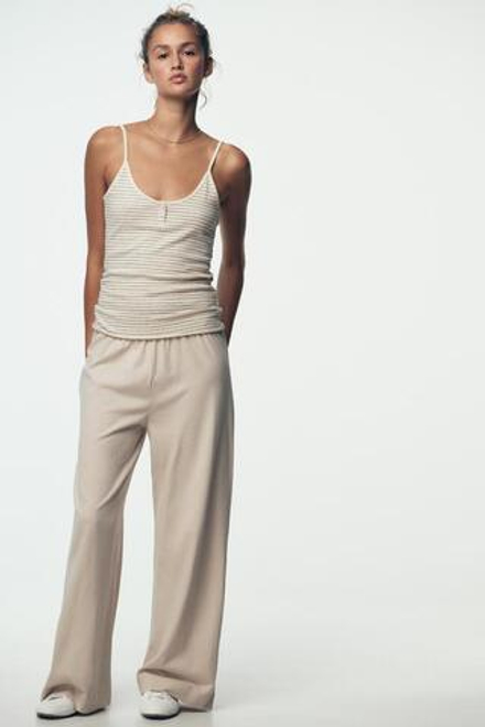 ZARA ПРЯМЫЕ БРЮКИ В СТИЛЕ РУСТИК, ПЕСОЧНЫЙ