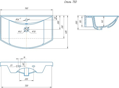 Раковина Kirovit СТИЛЬ 75
