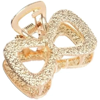 Заколка - краб для волос на блистере «КАСКАДА», бантик, цвет золото и серебро, 2.5*4см (пакет с подвесом)