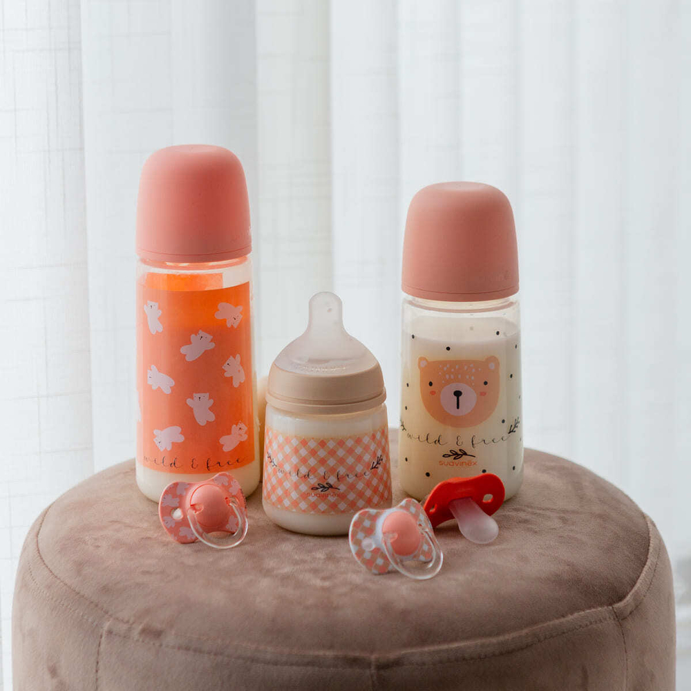 Бутылочка для кормления Suavinex Wild 150 мл розовая, 0 мес+