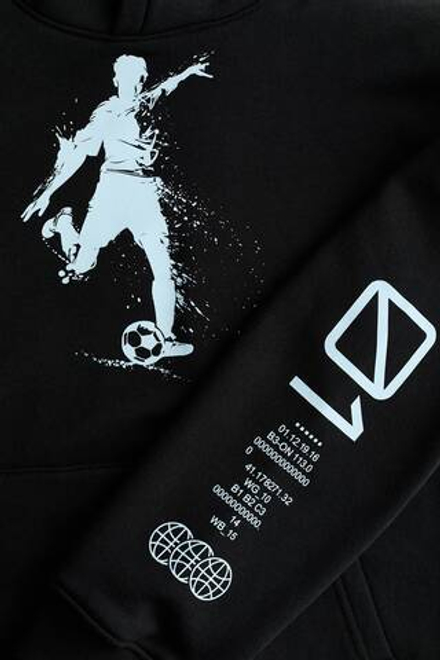 H&M Толстовка с капюшоном и принтом, черный