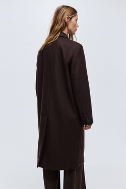 H&M Пальто из смесовой шерсти, темно-коричневый