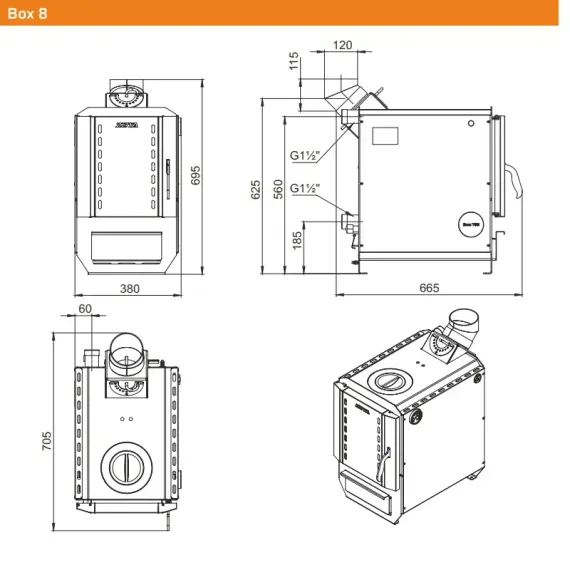 Котел твердотопливный ZOTA BOX 8 кВт 26522
