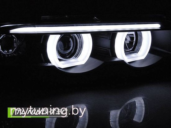 Передние фары 3D Angel Eyes для BMW 7 E38 (94-01) черные