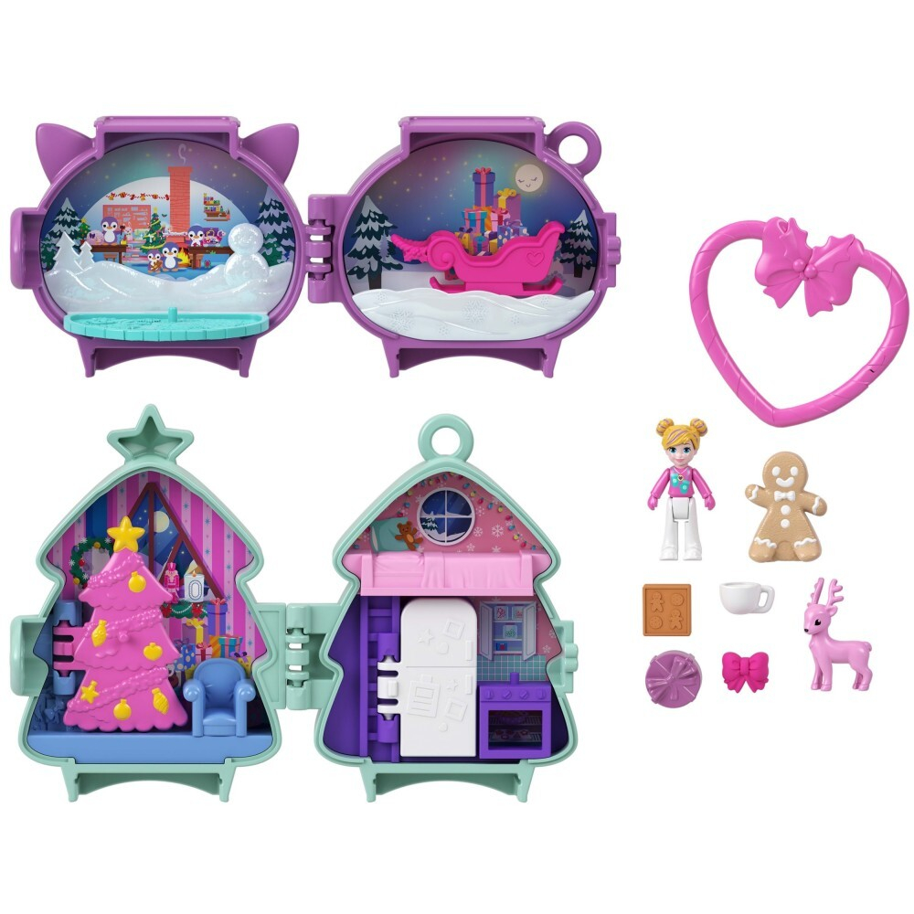 Polly Pocket - Рождественский компактный набор 2-PAK + аксессуары JGM53