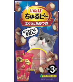 Inaba Churu Bee Запеченные трубочки Тунец Магуро и запечённый тунец Кацуо 10гр.*3шт