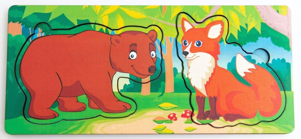 Вкладыш многоуровневый "Медведь и лиса"