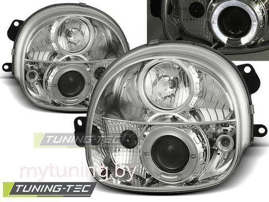 Передние фары Renault Twingo angel eyes chrome