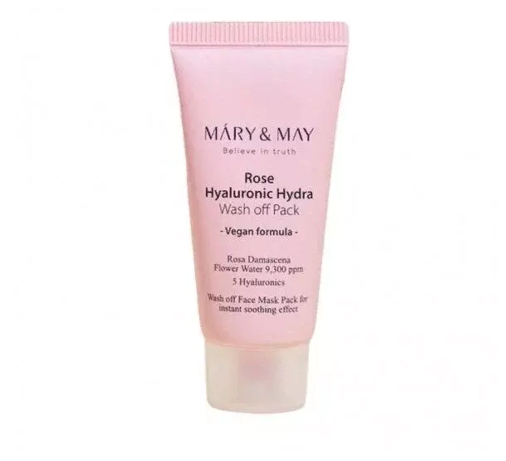 Маска глиняная с экстрактом розы и гиалуроновой кислотой MARY&MAY Rose Hyaluronic Hydra Glow Wash Of