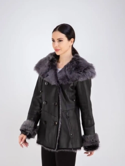 Дубленка женская зима натуральная с капюшоном тоскана Турция