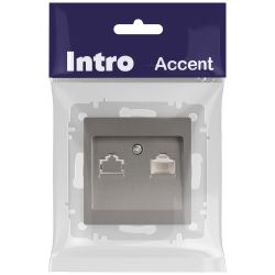 Розетка Intro Accent 6-303-09 информационная RJ45 IP20 СУ титан