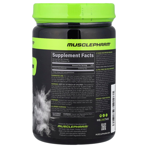 MusclePharm, креатин Select, без добавок, 300 г (10,6 унции)