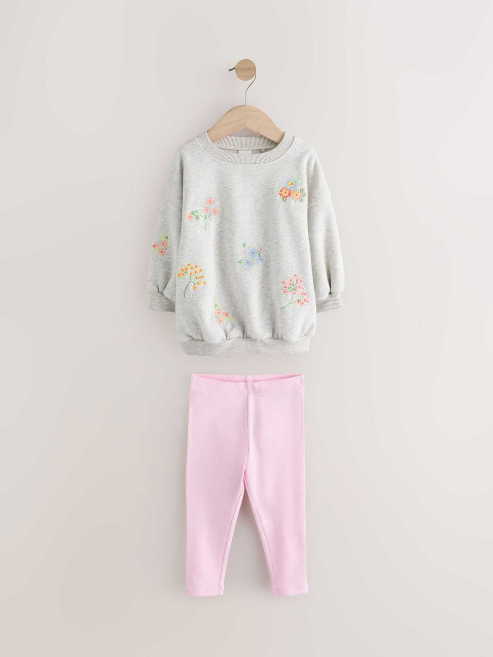Толстовка и легинсы в комплекте для девочки Next E54-937, Розовый, Серый