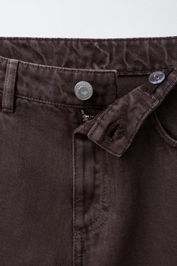 ZARA ДЖИНСЫ DENIM BAGGY RELAXED, КОРИЧНЕВЫЙ