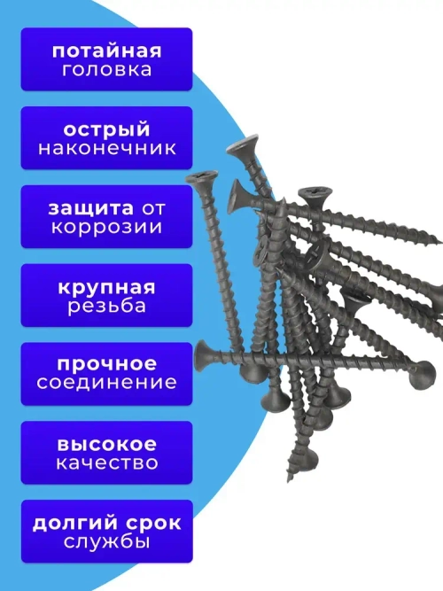 Саморезы по дереву черные 3.5х55 черный 1кг