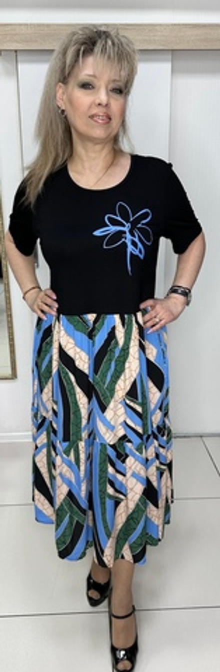 Комбинированное платье с черным верхом