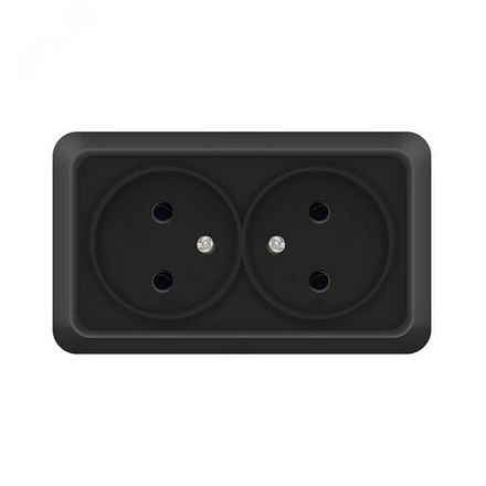 Розетка двухместная UNIVersal  "Олимп" б/з, о/у, 16А, 220В, черная (1/200)