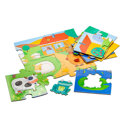 Тактильный пазл-гигант Djeco «Ферма», 12+8 эл.