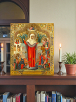 Всех скорбящих Радость икона Божией Матери деревянная на левкасе