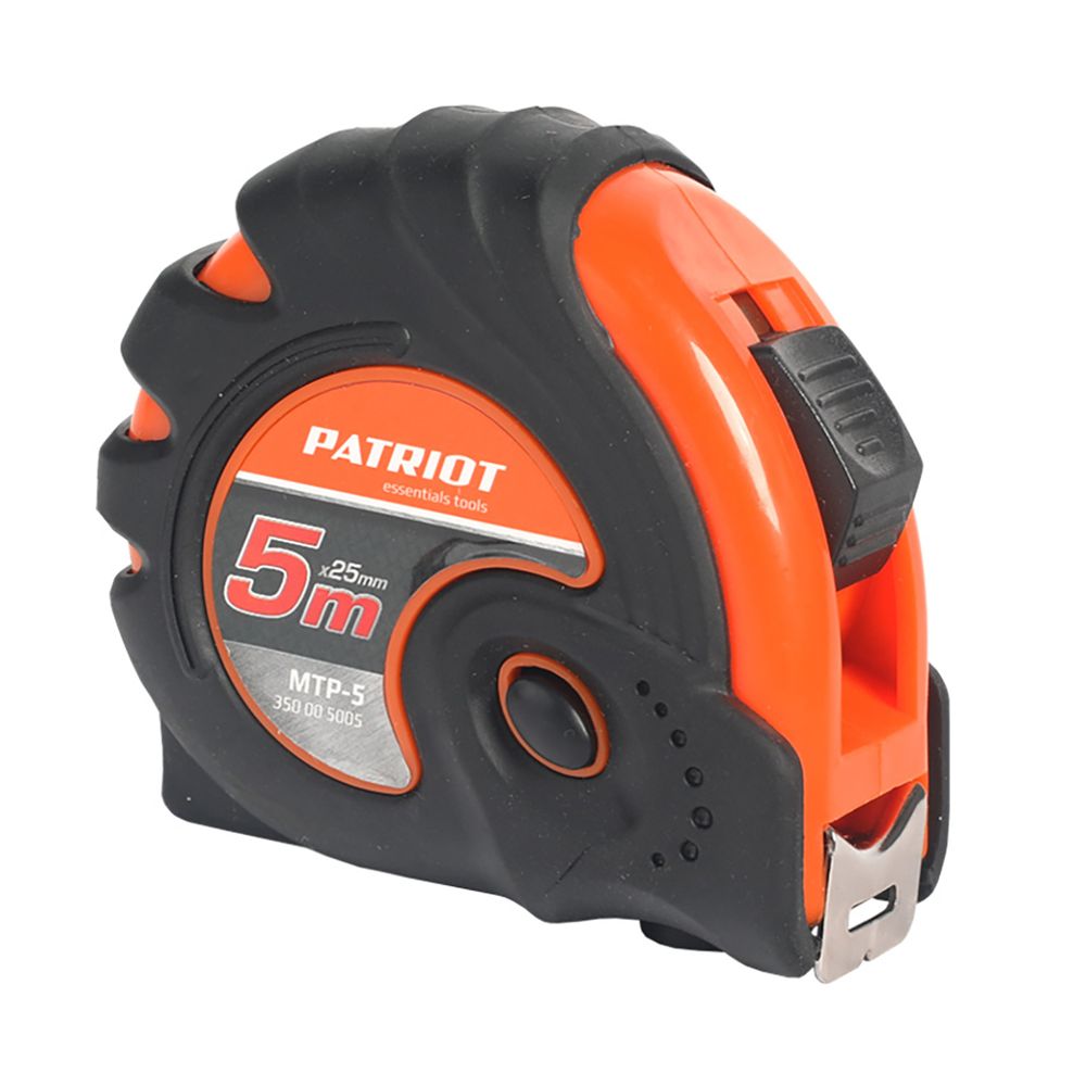 Рулетка Patriot MTP-5, с фиксатором, обрезиненная, 5 м x 19 мм