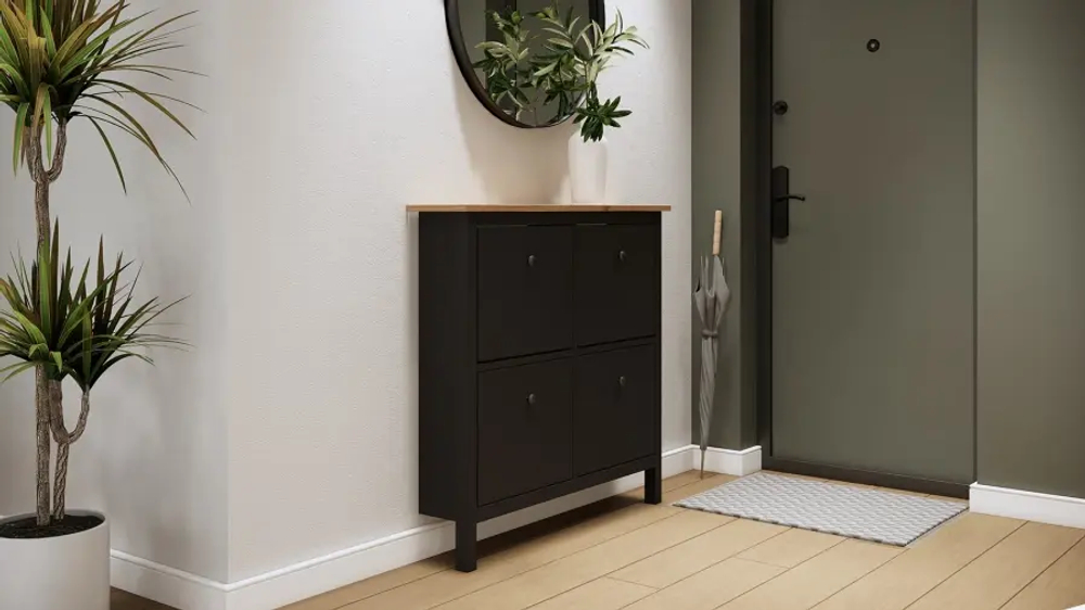 Обувница - аналог IKEA HEMNES / ХЕМНЭС/ ХЕМНЕС / КЫМОР / ИКЕА 106х101x22 см, черный/светло-коричневый
