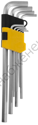 STAYER 9 шт, Набор длинных имбусовых ключей (2741-H9)