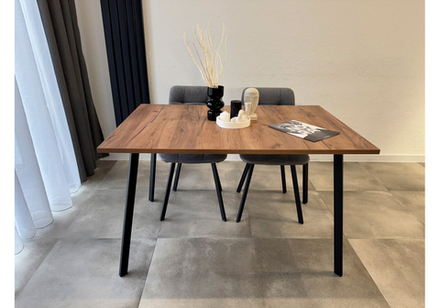 Стол деревянный Woodville Кортни 117 (157) x 77 дуб крафт табачный, черный матовый, ножки черные