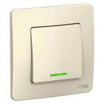 BLANCA С/У 1-клавишный ВЫКЛЮЧАТЕЛЬ (сх.1) с подсветкой, 10А, 250В, МОЛОЧНЫЙ