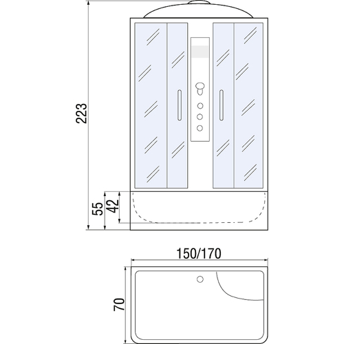 Душевой бокс River Sena 150x70 МТ 10000001803 с поддоном