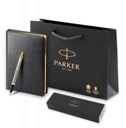 Подарочный набор: Ежедневник недатированный и Шариковая ручка Parker IM Metal, цвет: Brushed Metal GT