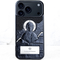 Дорогой чехол для iPhone из натуральной кожи крокодила аксессуар из Православной коллекции с изображением Иисуса Христа. Euphoria HM LUX