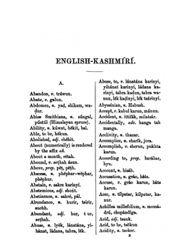 A Vocabulary of the Kashmírí Language. In Two Parts: Kashmírí-English, and English-Kashmírí | William Jackson Elmslie