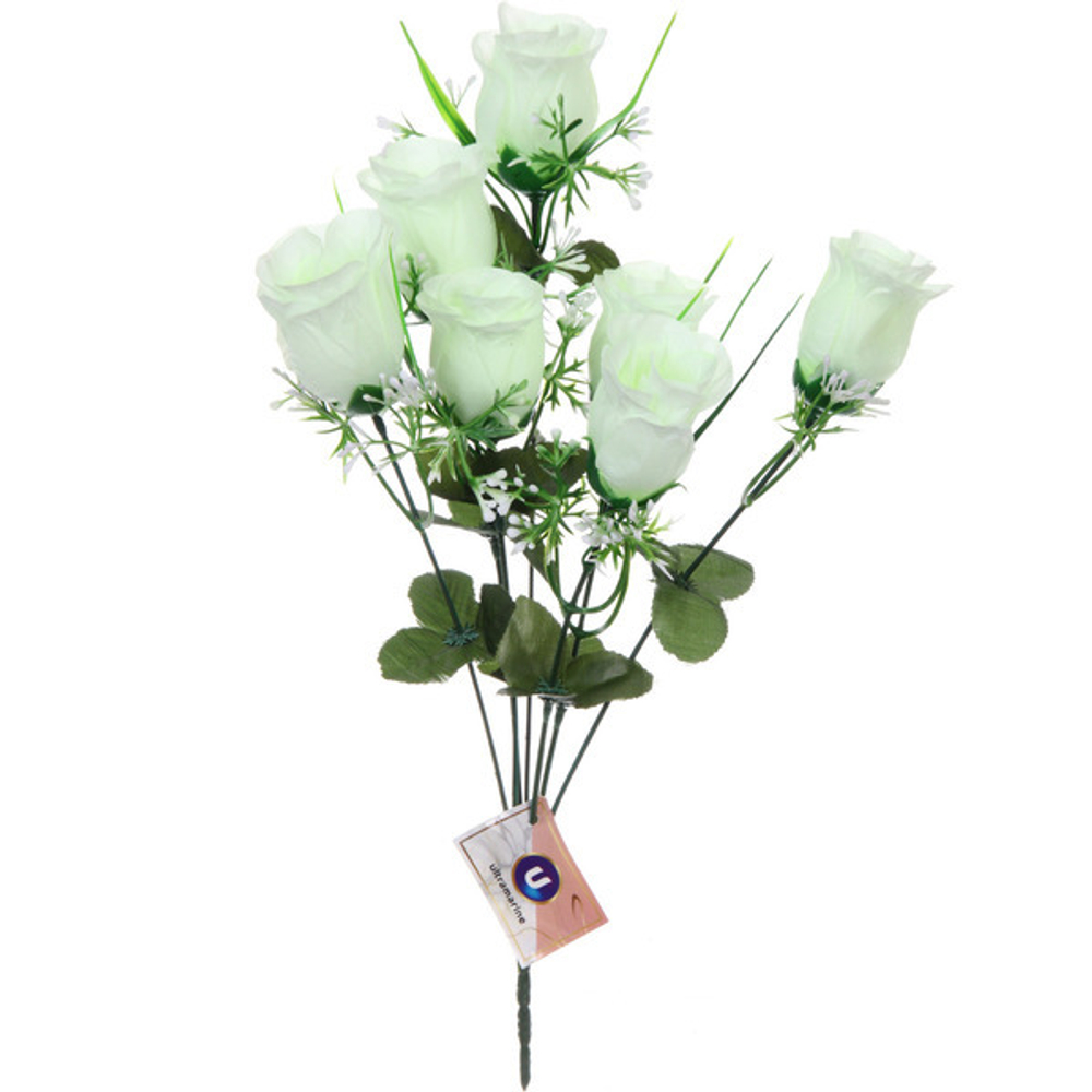 Цветы искусственные 30см «Розы» 5 цветков белые