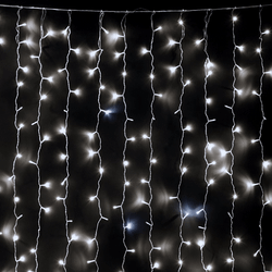 Светодиодный занавес 2*2 м., 400 белых LED ламп, мерцание, облегченный, прозрачный провод ПВХ, LTC (PCL400NOTBLW-10-2W)