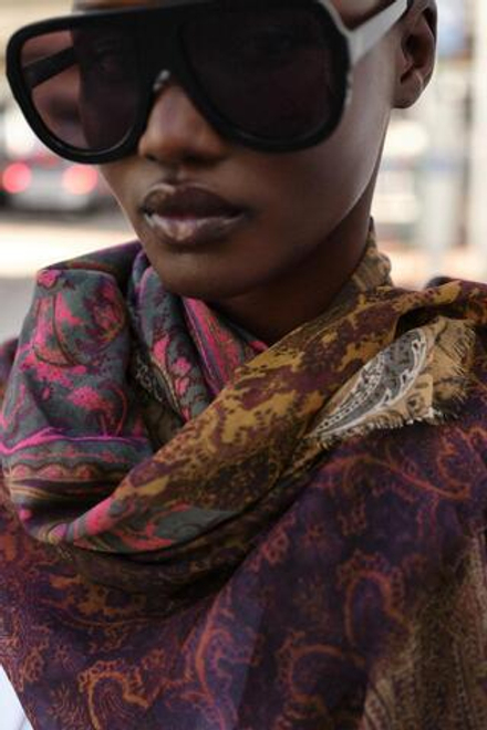 ZARA ШАРФ С ПРИНТОМ ИЗ СМЕСИ МОДАЛА, БУРГУНДИ