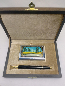 Набор "Пшеничное поле"  визитница персональная, авторучка