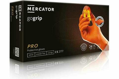 Перчатки нитриловые Mercator GoGRIP размер L - Оранжевые (50шт в пачке)